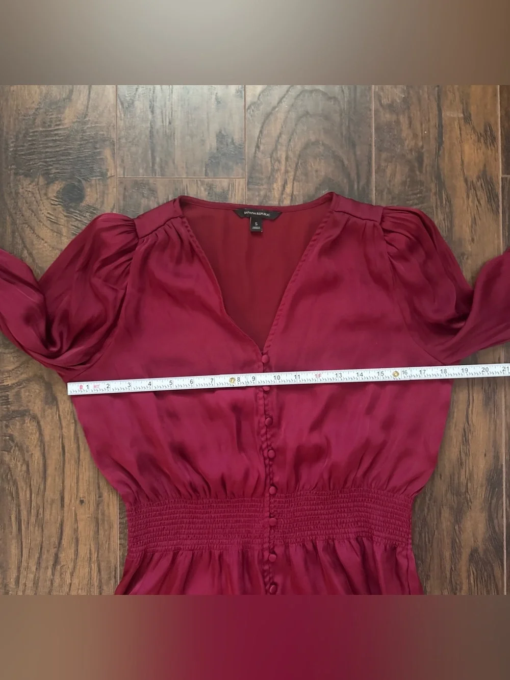 Banana Republic Cranberry Red Size Small Puff Sleeve Blouse